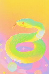 Fototapeta premium Colorful snake with extended tongue 