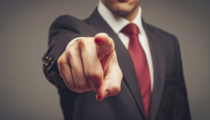 business man pointing his finger forward