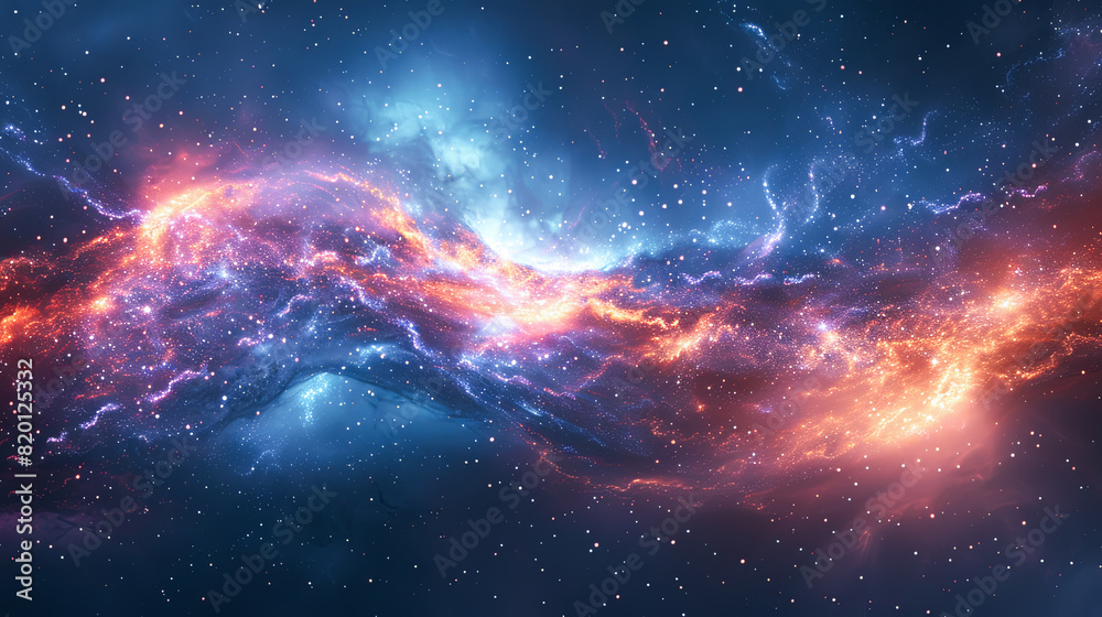 Wall mural abstract space background with nebula, stars and galaxies. 3d rendering