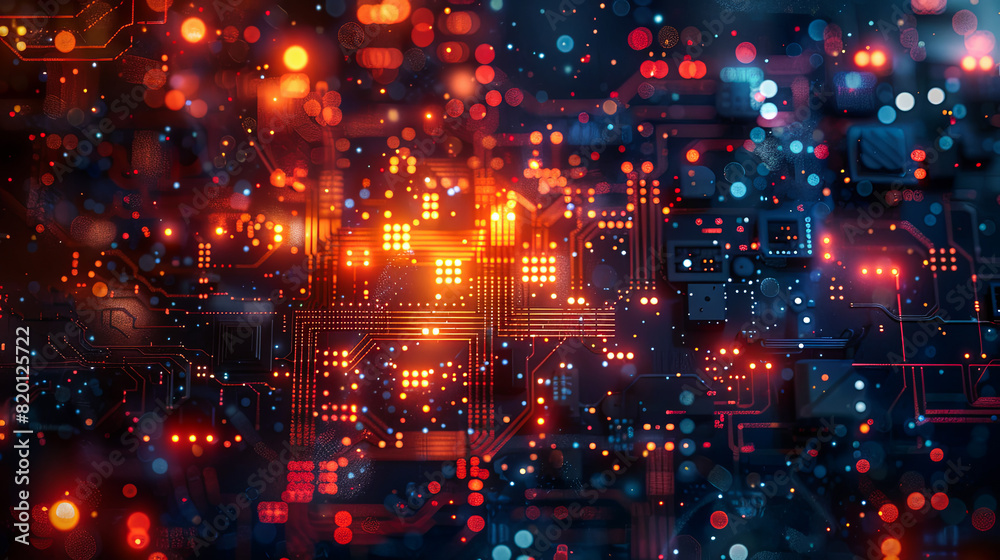 Poster circuit board background. electronic computer hardware technology. 3d rendering