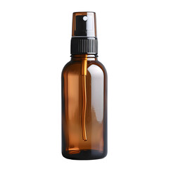 Cosmetic oil pump bottle amber color isolated on transparent background