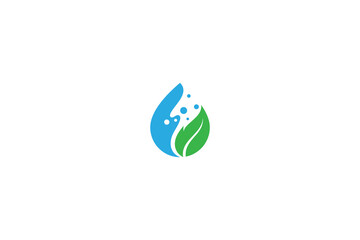 water drop and leaf logo in flat vector design style