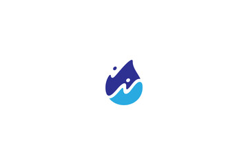 water drop logo with splash combination in flat design style