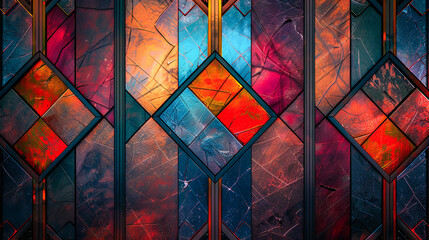 Colorful stained glass window in an old church. Abstract background.