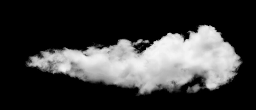 Large white clouds. Cloud isolated on black sky with fluffy white cloudscape texture. Black sky nature background, cloudy, white and black, horizontal