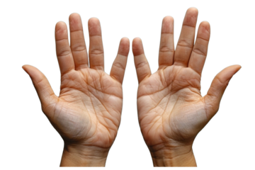 Stock photos show a hand with fingers extended to represent numbers, isolated on a white background