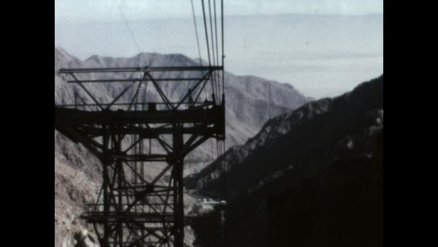 Palm Springs Tramway View 1970 - Looking out from the tram car as it ascends Chino Canyon on the Palm Springs Aerial Tramway in 1970.