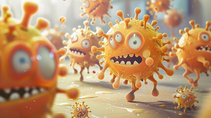 Illustration of a virus in a cartoon style.