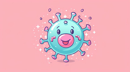 Illustration of a virus in a cartoon style.