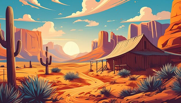 Cartoon wild west scene / background