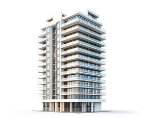 3D Buildings. Modern Architecture of City Apartment Rendered in Isolated White Background