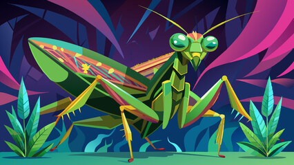grasshopper on a green leaf