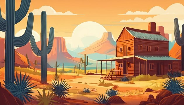 Cartoon wild west scene / background