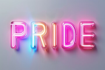 word "Pride" written in bold letters with neon light tubes