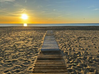 Walkway to the beach on a spring morning.