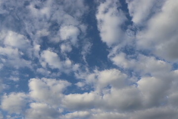sunlight shines through bright sky There are many clouds. The weather is good. It gives a feeling of hot weather but strong winds. Taken during the summer in Thailand. Ideas for background.