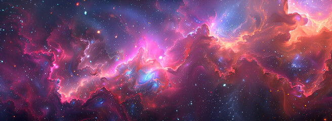 Vibrant Nebula Crafted from Fractal Art,Nebula Born from Fractal Creations