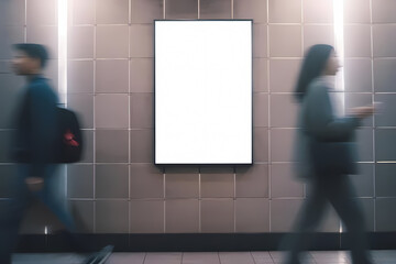 Mock up blank poster in the subway