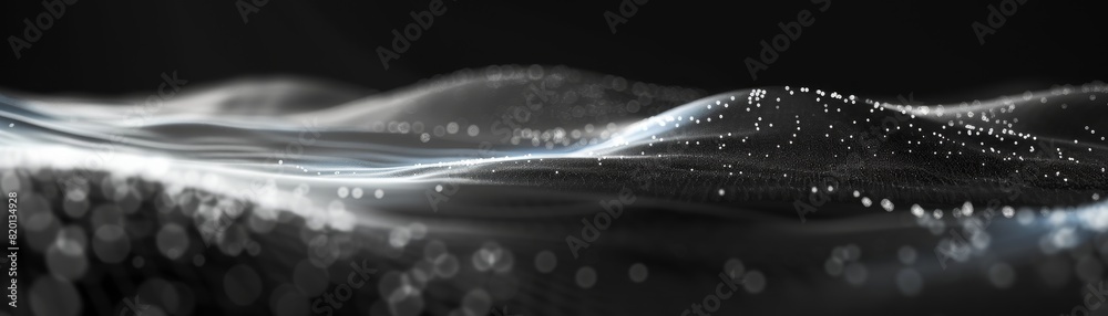 Canvas Prints a black and white image of a wave with a lot of dots