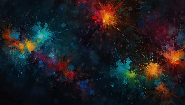 A picture of a painting with abstract shapes and colors,.