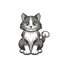 Cartoon funny cat outline illustration