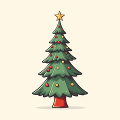 Hand Drawing Christmas Tree Light Illustration