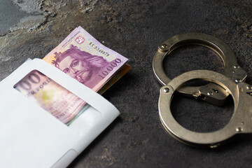 handcuffs and money