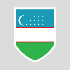 Uzbekistan Flag in Shield Shape frame