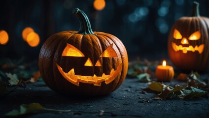 Obraz premium Pumpkin Cocktail, Halloween Special with Rum and Orange, Costume Party Invitation, Halloween Special Promotion.