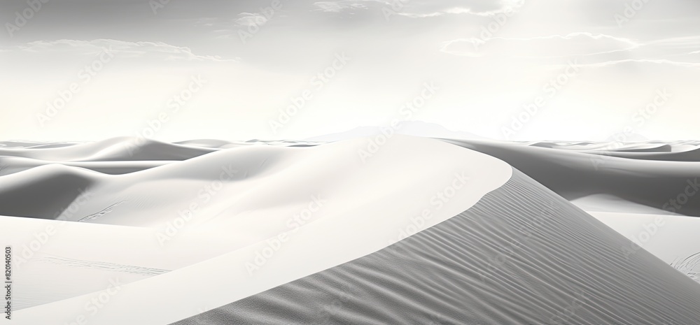 Wall mural a white sandy desert with a mountain in the background. the sky is cloudy and the sun is not visible