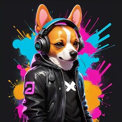 Illustration of a cute animal with a colorful splash concept that is suitable for t-shirt designs. Clothing Design. Streetwear Design. Logo Animal