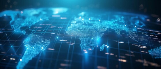 Obraz premium World map global technology, digital information network