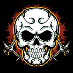 Obraz premium Colorful Illustrated Skulls with Intricate Patterns and Designs