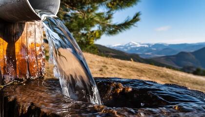 natural spring water flowing in nature