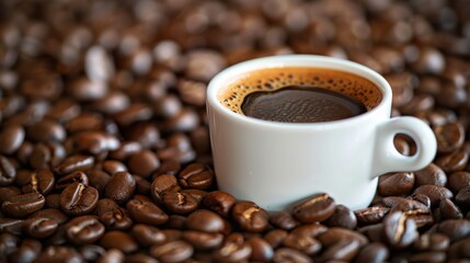 Fototapeta premium cup of coffee with beans