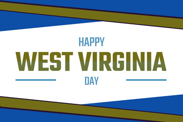 Greeting from west virginia vintage background illustration. modern template design with green and blue Typography on the white backdrop