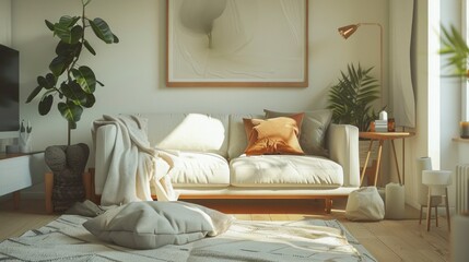 Cozy Minimalist Scandinavian Living Room