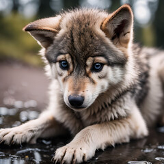 Fototapeta premium Wolf cub, puppy