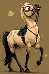 Simple yet elegant vector horse, flat design approach, basic shapes and a uniform brown background, modern vector art