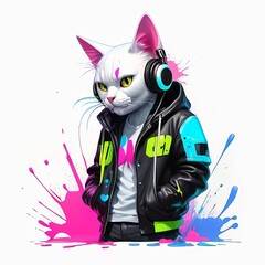 Illustration of a cute animal with a colorful splash concept that is suitable for t-shirt designs. Clothing Design. Streetwear Design. Logo Animal