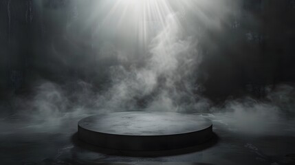Empety Podium black dark smoke background product