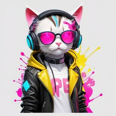 Illustration of a cute animal with a colorful splash concept that is suitable for t-shirt designs. Clothing Design. Streetwear Design. Logo Animal