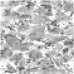 Halftone faded gradient texture. Grunge halftone grit background. White and black sand noise wallpaper. Retro pixilated vector backdrop