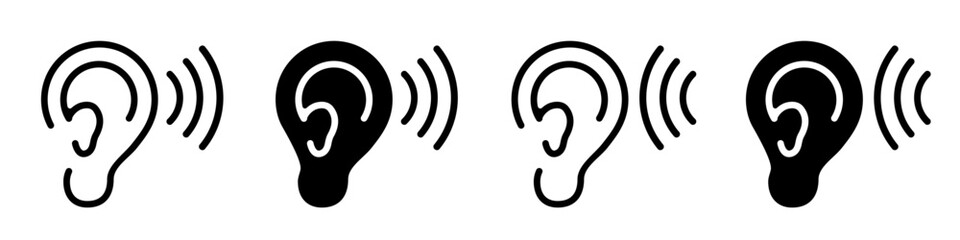 Ear listens icon in outline and filled style