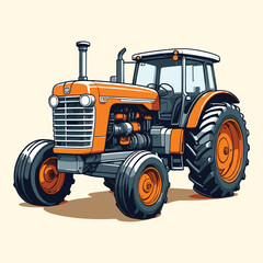 Hand Drawn Farm Tractor Cartoon Illustration