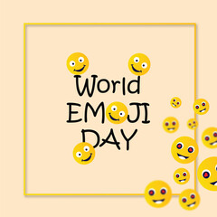 World Emoji Day concept banner, social media post, flyer template background design graphic