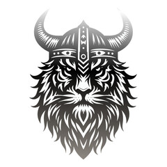 Dynamic outline vector of a tiger with Viking features, ideal for adventurous and daring designs.