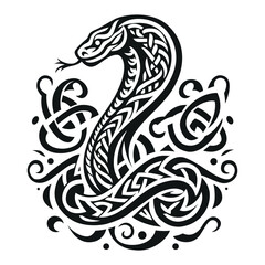 Obraz premium ПечатьCobra silhouette. Vector template for tattoo. White background. 