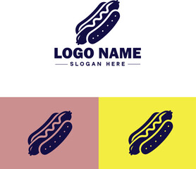 hot dog icon Frankfurter Wiener Sausage flat logo sign symbol editable vector