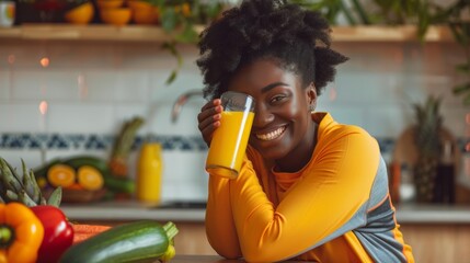 Woman Enjoying Fresh Orange Juice